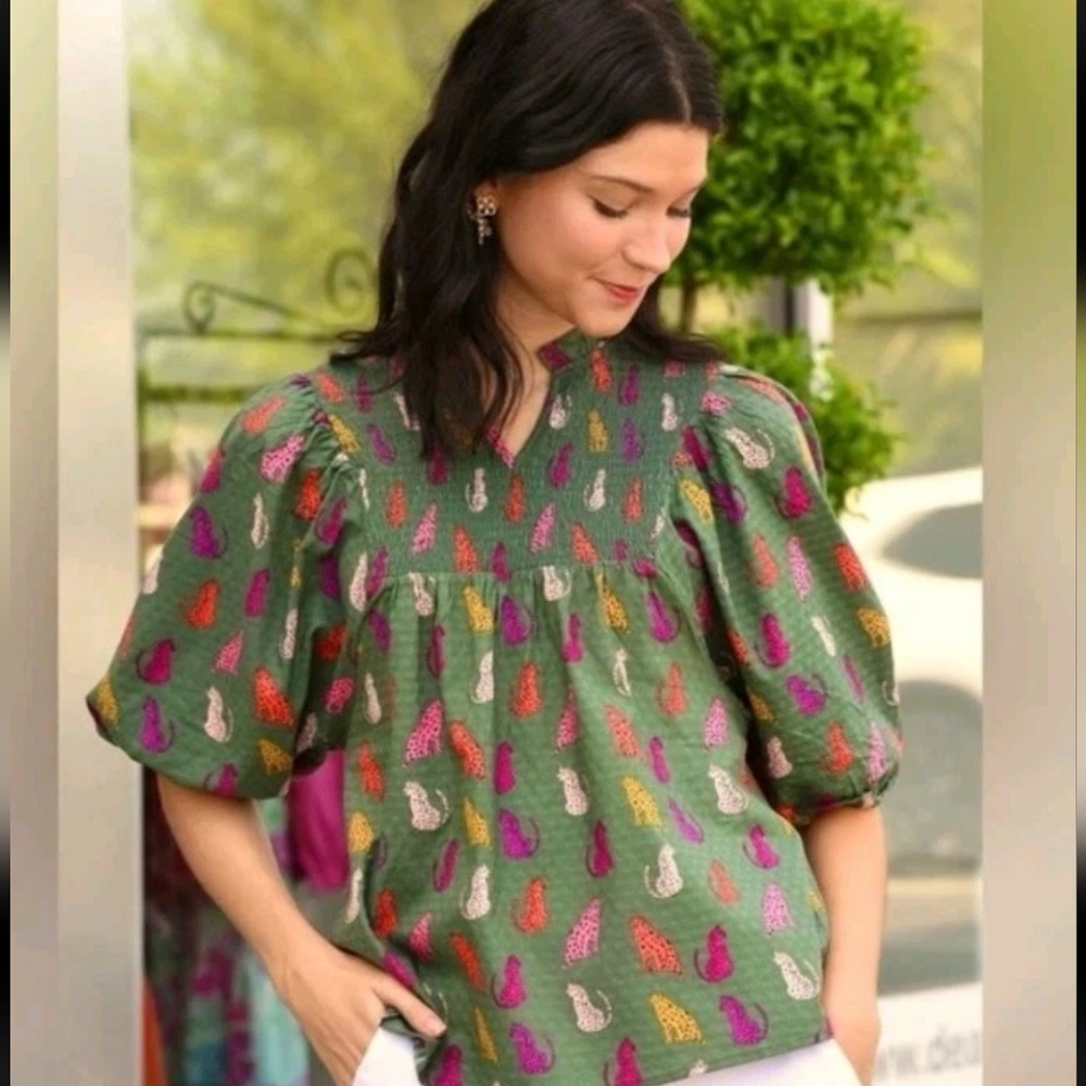 Michelle McDowell Jona Cats Leopard Love Vineyard Top Small